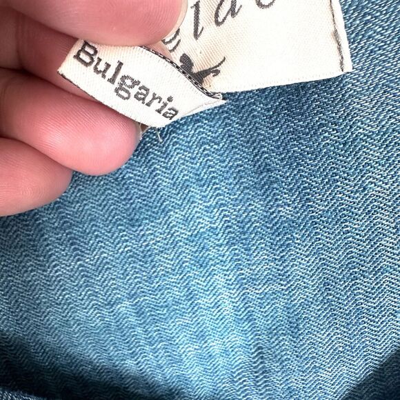 Cotelac Dress Womens 1/ US 6 Blue Linen Sleeveless Casual Shift Lagenlook - Picture 8 of 9